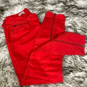 Gap red legging, jeans, size 29 with zipper detail